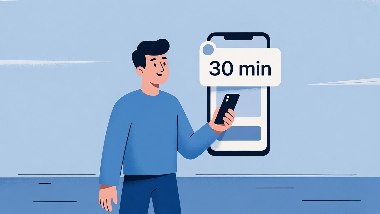 Patient checking wait time on phone